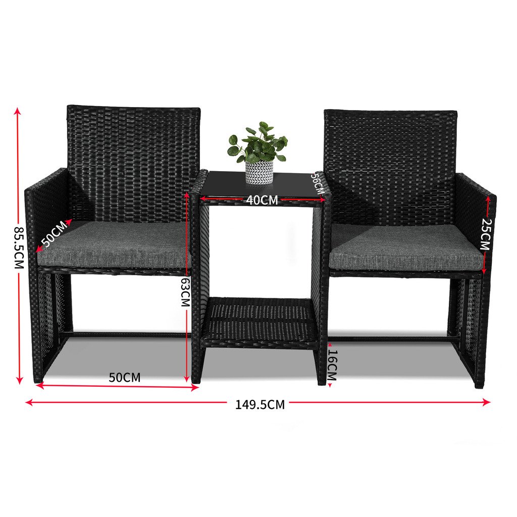 DREAMO Twin Chair 2-Seater Set Size