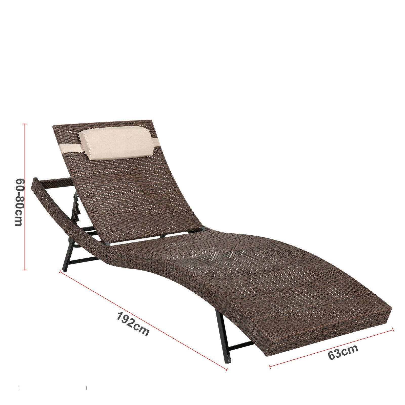 DREAMO PE Wicker Outdoor Sunbed Size