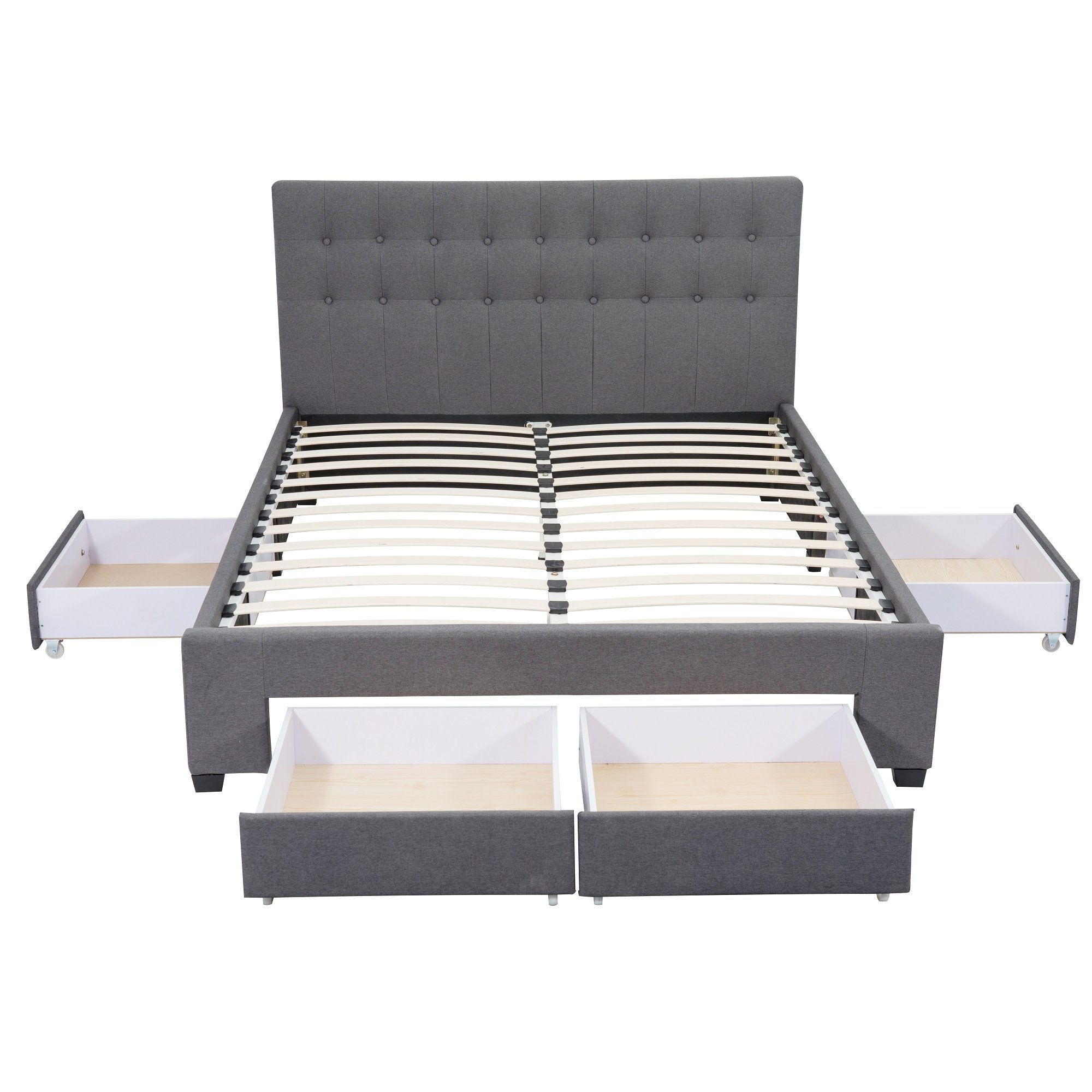 DREAMO Fabric Bed Frame Hidden Storage Space