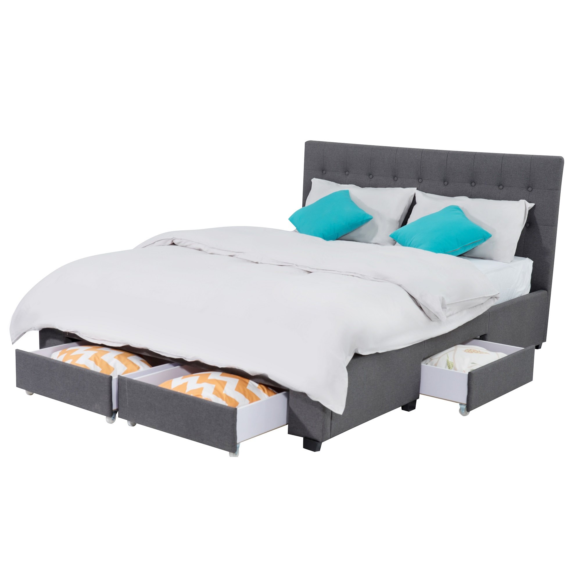DREAMO Fabric Bed Frame Hidden Storage Space